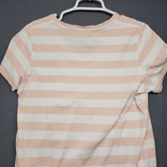 Polo Ralph Lauren Top Women XL Pink Stripe Short Sleeve V Neck Casual Preppy - Picture 3 of 10